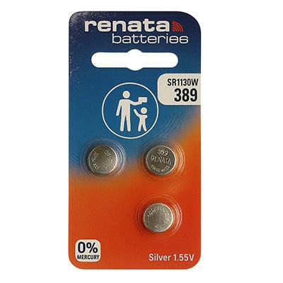 Renata 389 1.55V Silver Oxide Watch Batteries - 3-Pack